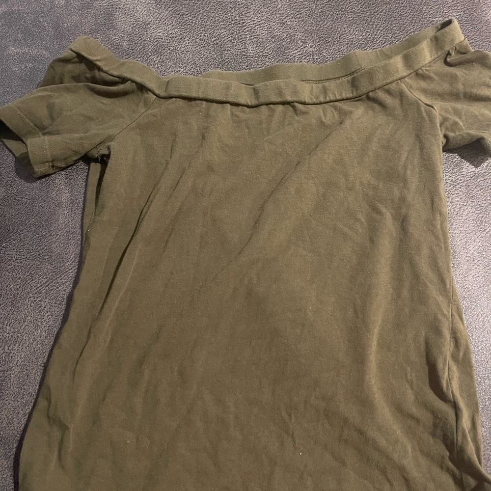 Green off the shoulder shirt